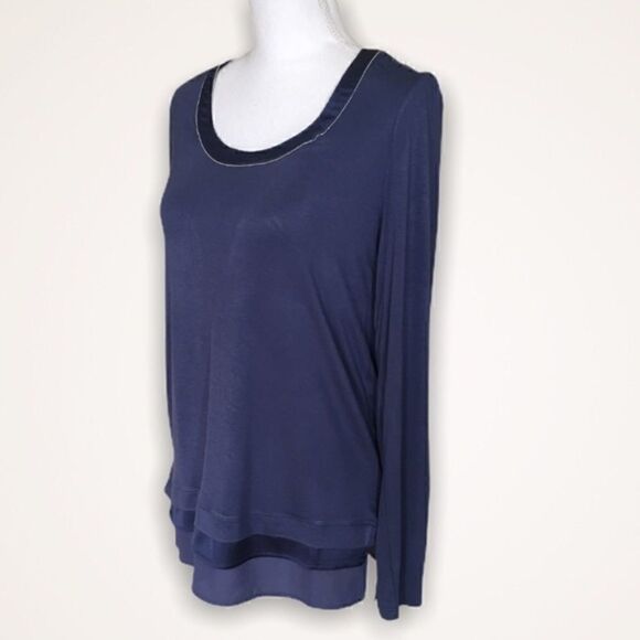 WHBM Blue Layered Long Sleeve Top - Picture 5 of 8